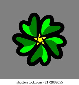 love circle five that form a star. star and 5 love. star and five leaves shaped love