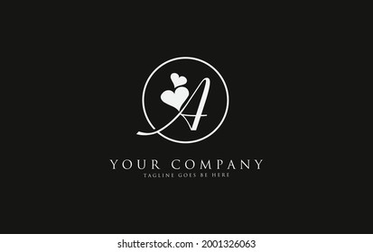 Diseño del logo del círculo de amor por una carta