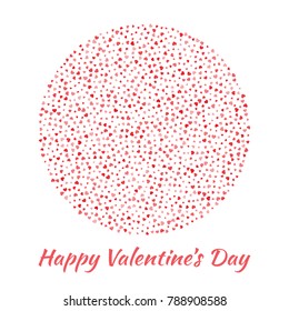 Love circle silhouette from pink and red hearts pattern isolated on white background. Valentines Day card design.  Vector illustration EPS10