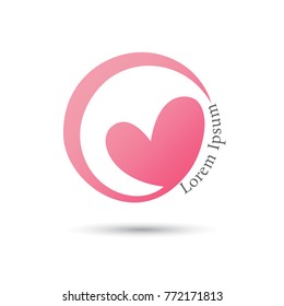 love circle vector logo design template, minimal heart icon, valentine abstract sign, vector illustration