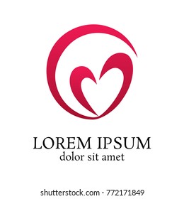love circle vector logo design template, minimal heart icon, valentine abstract sign, vector illustration