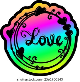 love circle wreath valentines day colorful bright rainbow graphic design