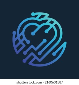 Love Circuit Line Business Logo Design