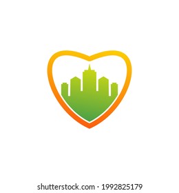 Plantilla vectorial del logotipo de la Ciudad del Amor, conceptos de diseño del logo de la Construcción Creativa