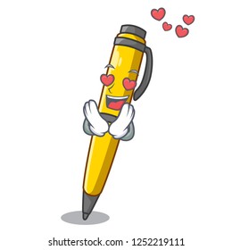 In love classic ballpoint pen isolated on character