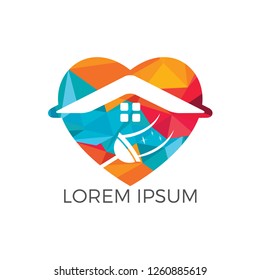Love Cleaning home company logo design. Heart home Cleaning Service Logo Design. 