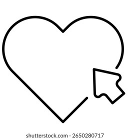 Love click stroke outline icon