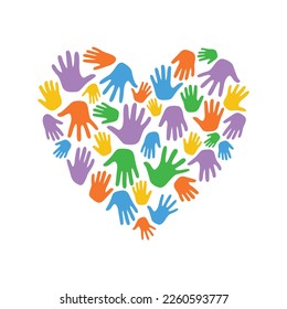 Love clipart vector of heart helping hand Coloured Help symbol, isolated on white background.