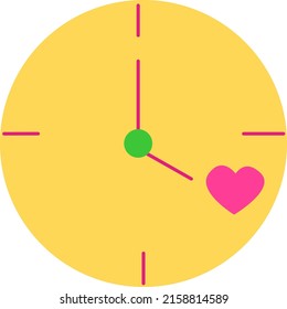 Love clock, illustration, vector on a white background.