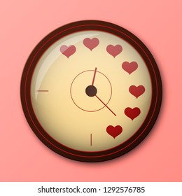 Love clock showing the best time to make love. Vector illustration.