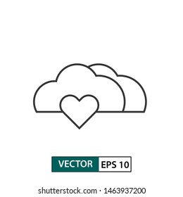 Love cloud icon. Outline style. Isolated on white background. Vector illustration EPS 10