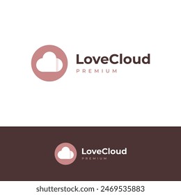 concepto del logotipo de la nube del amor con el estilo del espacio negativo y simple