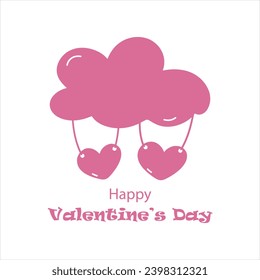 Love cloud on a Valentine's day card. Wishes for February 14th. Happy Valentine's Day.