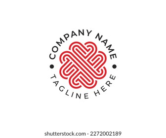 Love Clover Knot Heart Logo Concept sign icon symbol Design. Love, Medical, Health Care, Valentine's Day Logotype. Vector illustration logo template