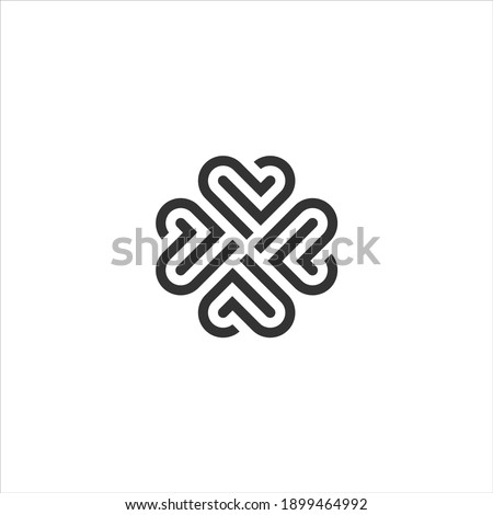 love clover knot heart logo design rotated