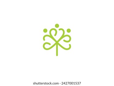 love clover and person logo. creative nature symbol design