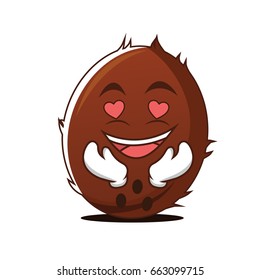 In love coconut cartoon character vector art