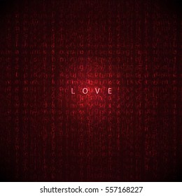 Love code color red futuristic english code abstract vector backgrounds 