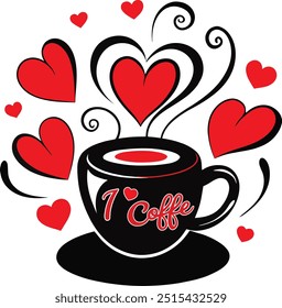 I love Coffe In Art. T-Shirt Design Vector illustration. As template of t shirt print design