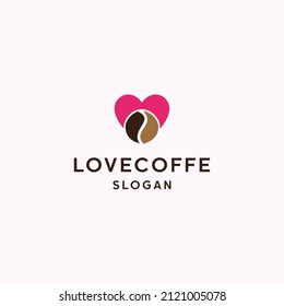 Love coffe logo icon flat design template 