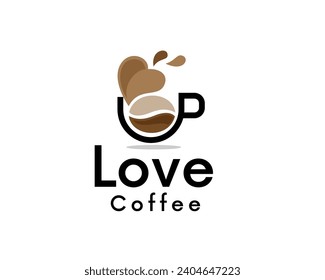 love coffee bean heart logo icon symbol design template illustration inspiration