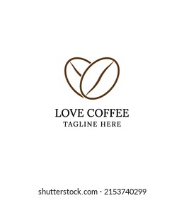 Love Coffee Bean Logo Template Design Vector Illustration
