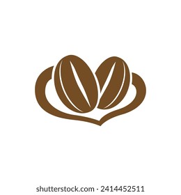 love coffee beans heart abstract logo vector illustration