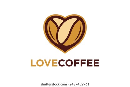 love coffee beans heart logo design. Branding for cafes, cofeeshop, restaurants, beverages, eatery, products, etc. Isolated logo vector inspiration. Graphic designs.