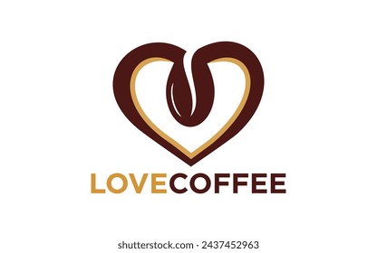 love coffee beans heart logo design. Branding for cafes, cofeeshop, restaurants, beverages, eatery, products, etc. Isolated logo vector inspiration. Graphic designs.