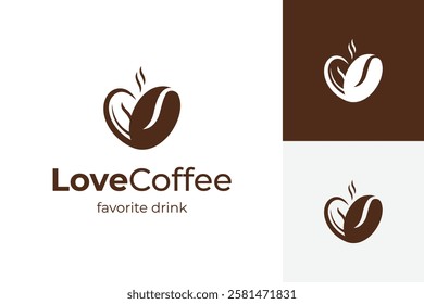 Love Coffee Beans Logo Icon Design. Hot Drink vector with hearth for favorite symbolic illustration design