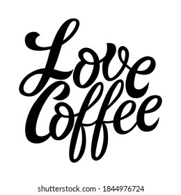 Café de amor - hermosa plantilla de letras en blanco y negro para tipografía, textil, diseño, decoración, periodismo, logotipo. Palabra cursiva manuscrita para diseño gráfico.