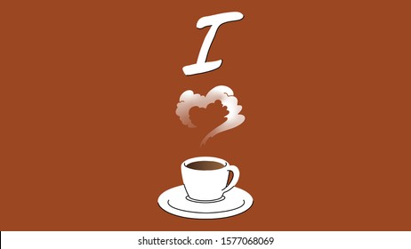 I love coffee cup with brown background