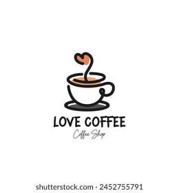 Love coffee and cup Logo Icon Symbol Design Template Flat Style Vector