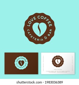 Love coffee emblem. Coffee logo. Heart shape with hot vapor.
Coffee emblem for label or packaging, café, cafeteria, coffee store.
