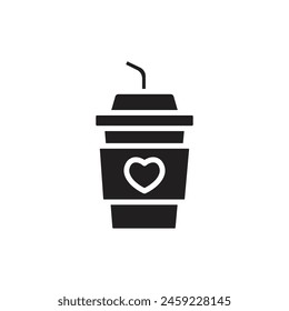 Love Coffee Filled Icon Vector Illustration