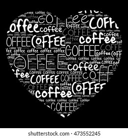 Love Coffee heart words cloud collage background