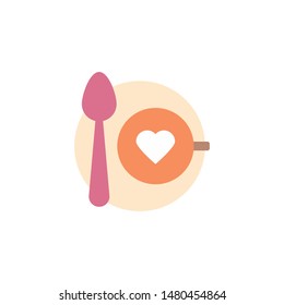 Love coffee icon Cafe collection in flat style illustration.
