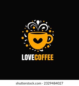 Love Coffee icon logo design template. combination of heart and coffee mug logo vector illustration