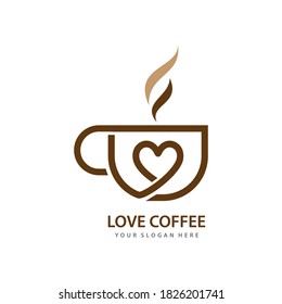 Love Coffee illustration logo Template vector icon design