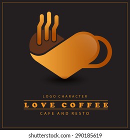 Love Coffee Logo in Coffee Cup Concept. Vector Illustration Eps.10