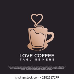 Love coffee logo design Premium Vector