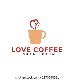  plantilla de diseño de logotipo de café de amor 