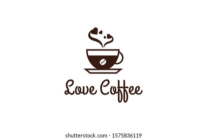 Love Coffee Logo Design Vector