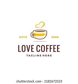 Love coffee logo design vector illustration