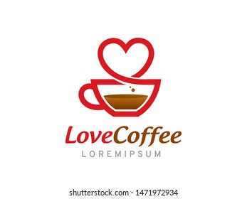 Love coffee logo symbol or icon template