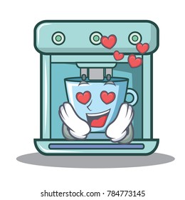 In love coffee maker character cartoon