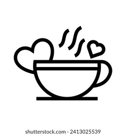 Love coffee outline icons, minimalist vector illustration and transparent graphic element. Isolated on white background