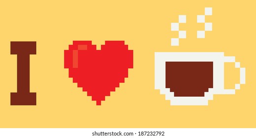 I Love Coffee, Pixel Art Style