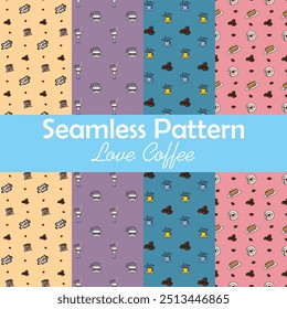 Love Coffee seamless vector pattern