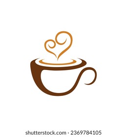 Love Coffee Shop Logo Vector Design Template